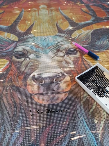 Customer photo review of 5D Diamond Painting AB Steine Hirsch mit Blumen