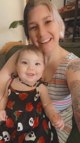 Customer photo review of Zebra Babies Amber Necklace 32cm