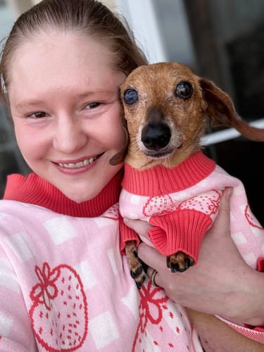 Customer photo review of *LIMITED* Strawberry Oversized Human Sweater