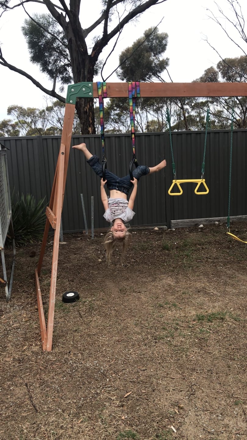 Customer photo review of Premium Outdoor Gymnastic Rings with Carabiners (Rainbow)