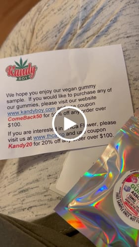Customer video review of Free THC Gummy Sample | 4-Pack Assorted Vegan THC Gummy Sample + FREE SHIPPING