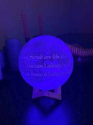 Customer photo review of "Love You To The Moon & Back" Personalized 3D Engraved Luminous Moon Lamp