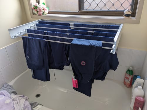 Customer photo review of Wall Mounted Drying Rack - Foldable Indoor and Outdoor Drying Rack