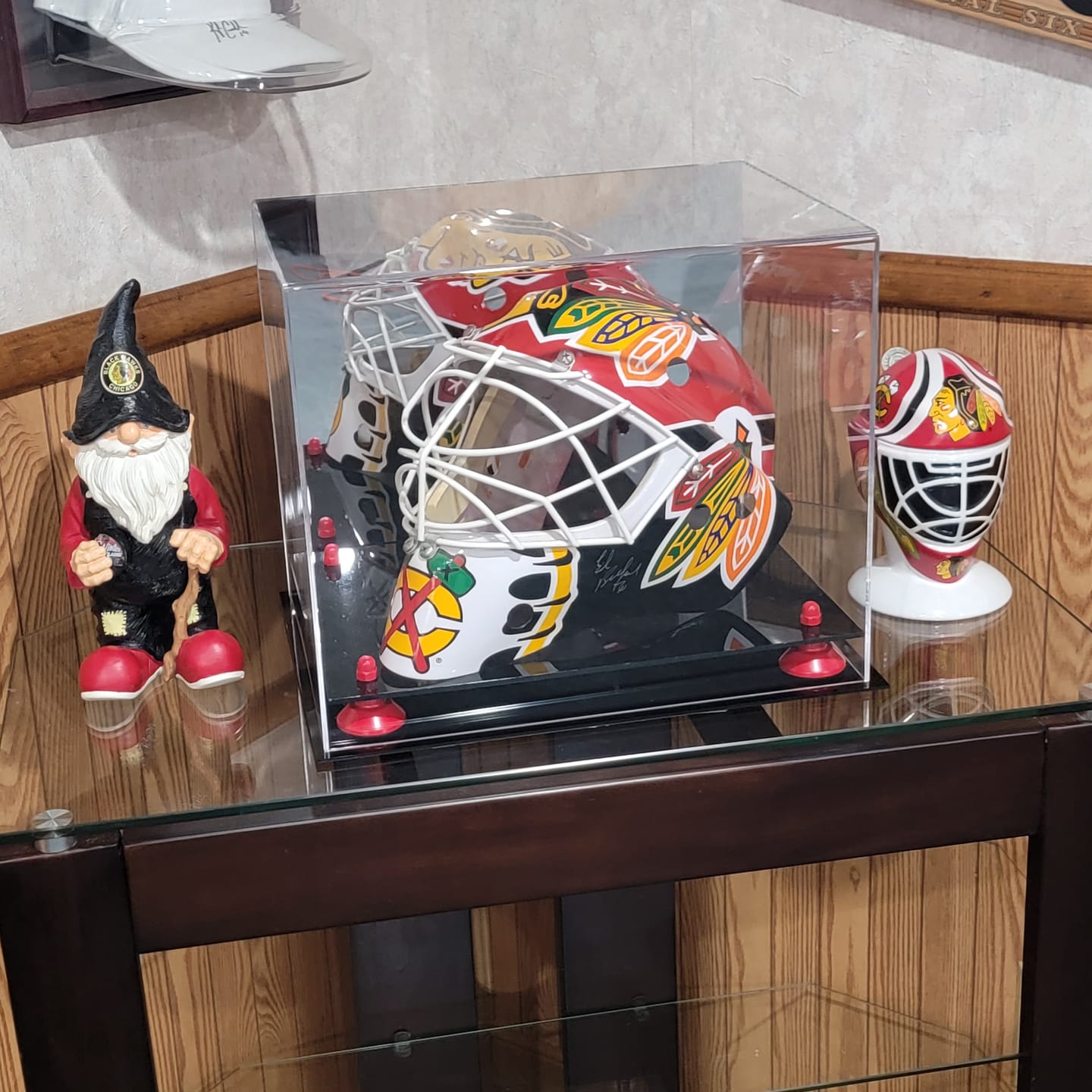 Customer photo review of Acrylic Catchers or Goalie Helmet Display Case - Mirror No Wall Mounts (V44/A002)