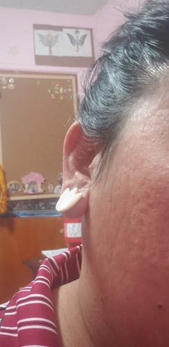 Customer photo review of Guita Stud Mother of Pearl Earrings