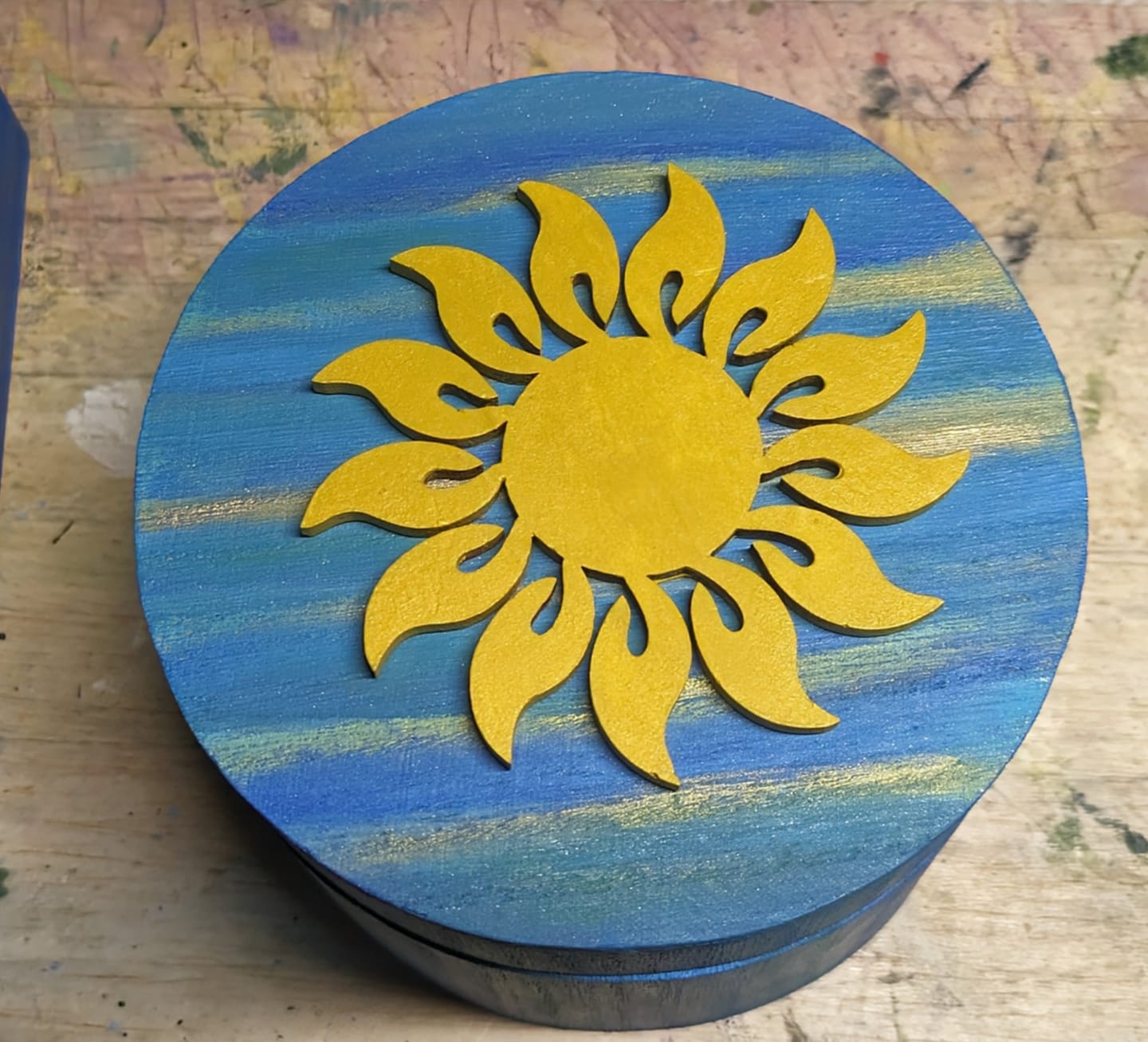 Customer photo review of Unfinished Wood Radiant Sun Silhouette | Summer | Celestial | Craft Cutout | up to 36"