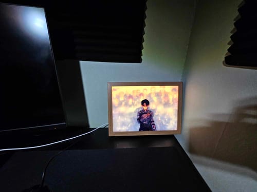 Customer photo review of A O T Series LED Light Painting Anime Photo Frame Wall Art