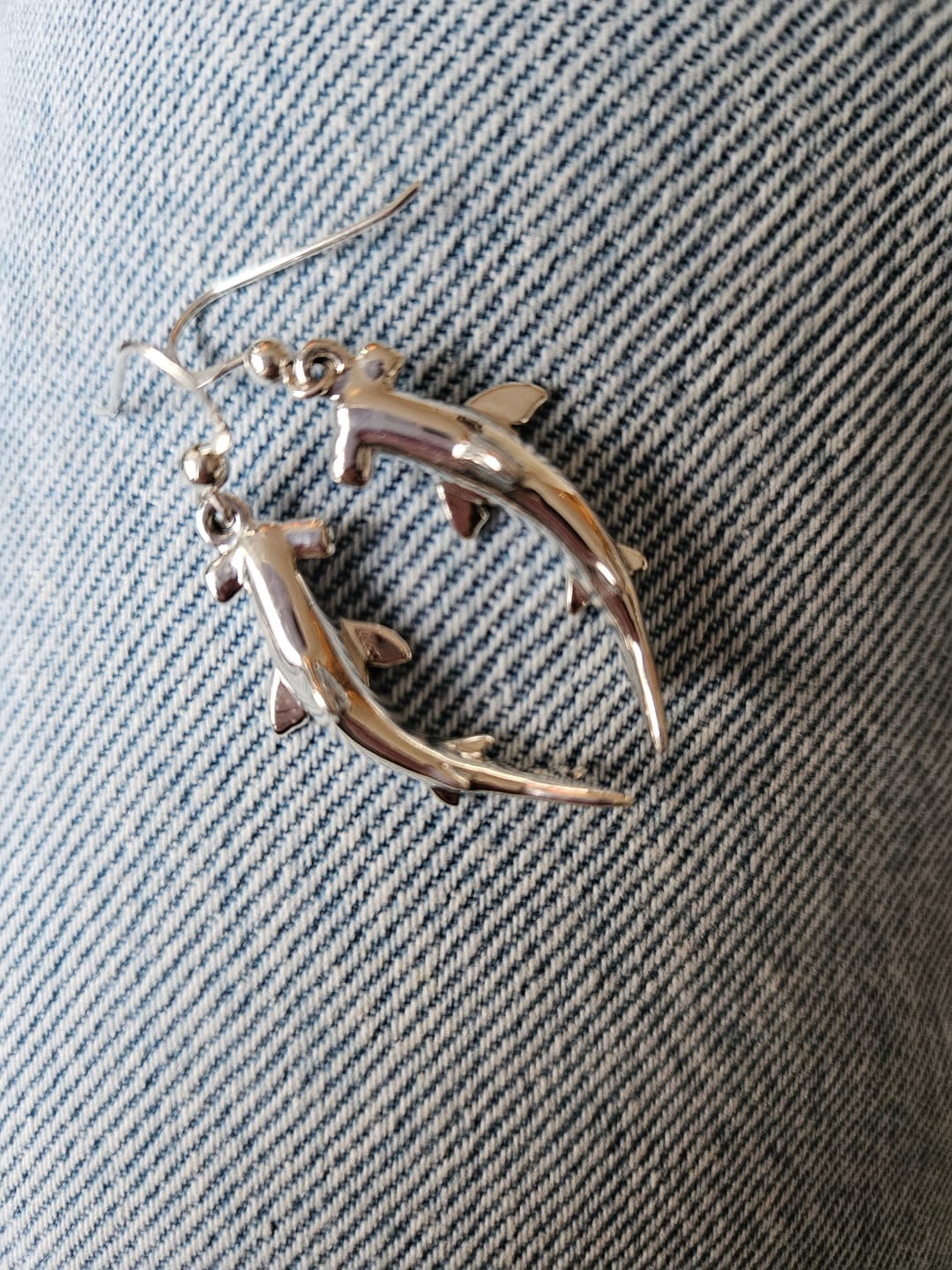 Customer photo review of Hammerhead Shark Earrings - 925 Sterling Silver Earrings