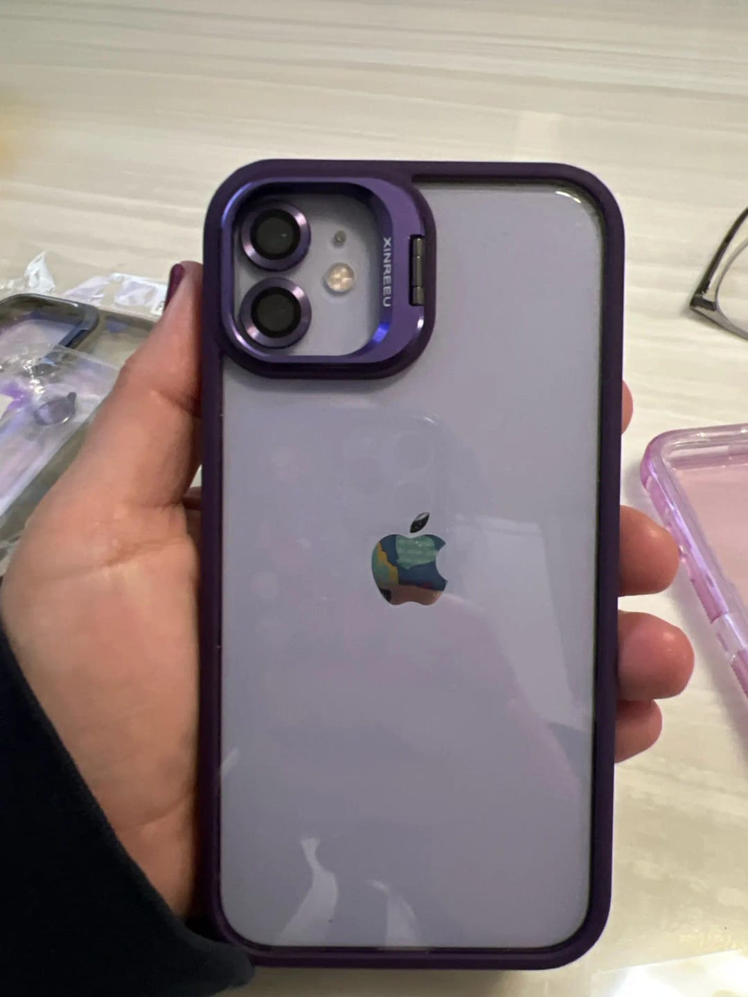 Customer photo review of LuxuryKase LK103 Camera Lens Metal Ring Protector Stand Case With Lens Film for iPhone 11 12 13 14 15 Plus Pro Max