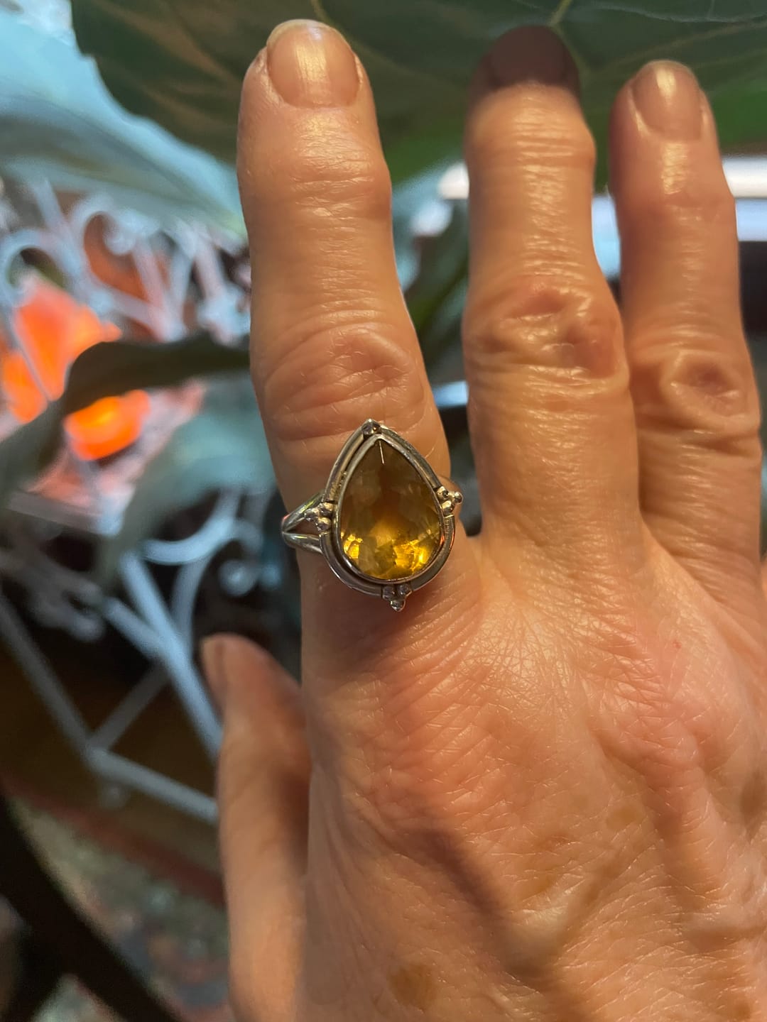 Customer photo review of Citrine Teardrop Ring Sterling Silver