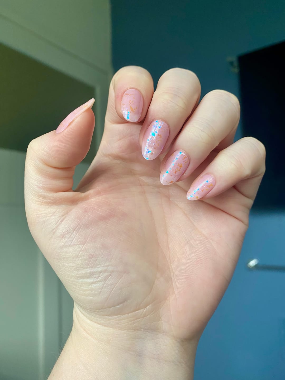Customer photo review of Pink Bunny Speckles DIY Semicured Gel Nail Sticker Kit