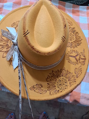 Customer photo review of ATLANTA - WIDE BRIM FEDORA - YELLOW