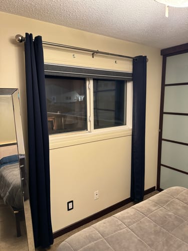Customer photo review of SmartWings Motorized Roller Shades 100% Blackout Dual-Sided Bouvardia
