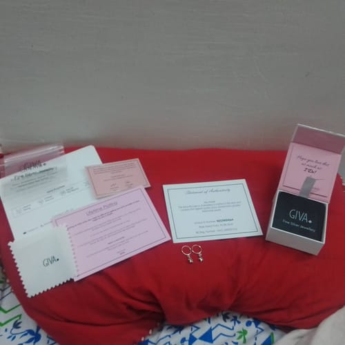 Customer photo review of Silver Mini Star Hoop Earrings