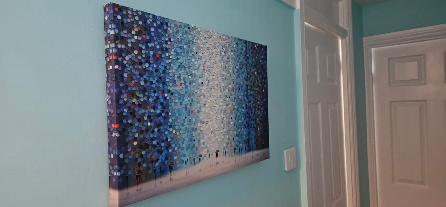 Customer photo review of Umbrellas At Night Canvas Print