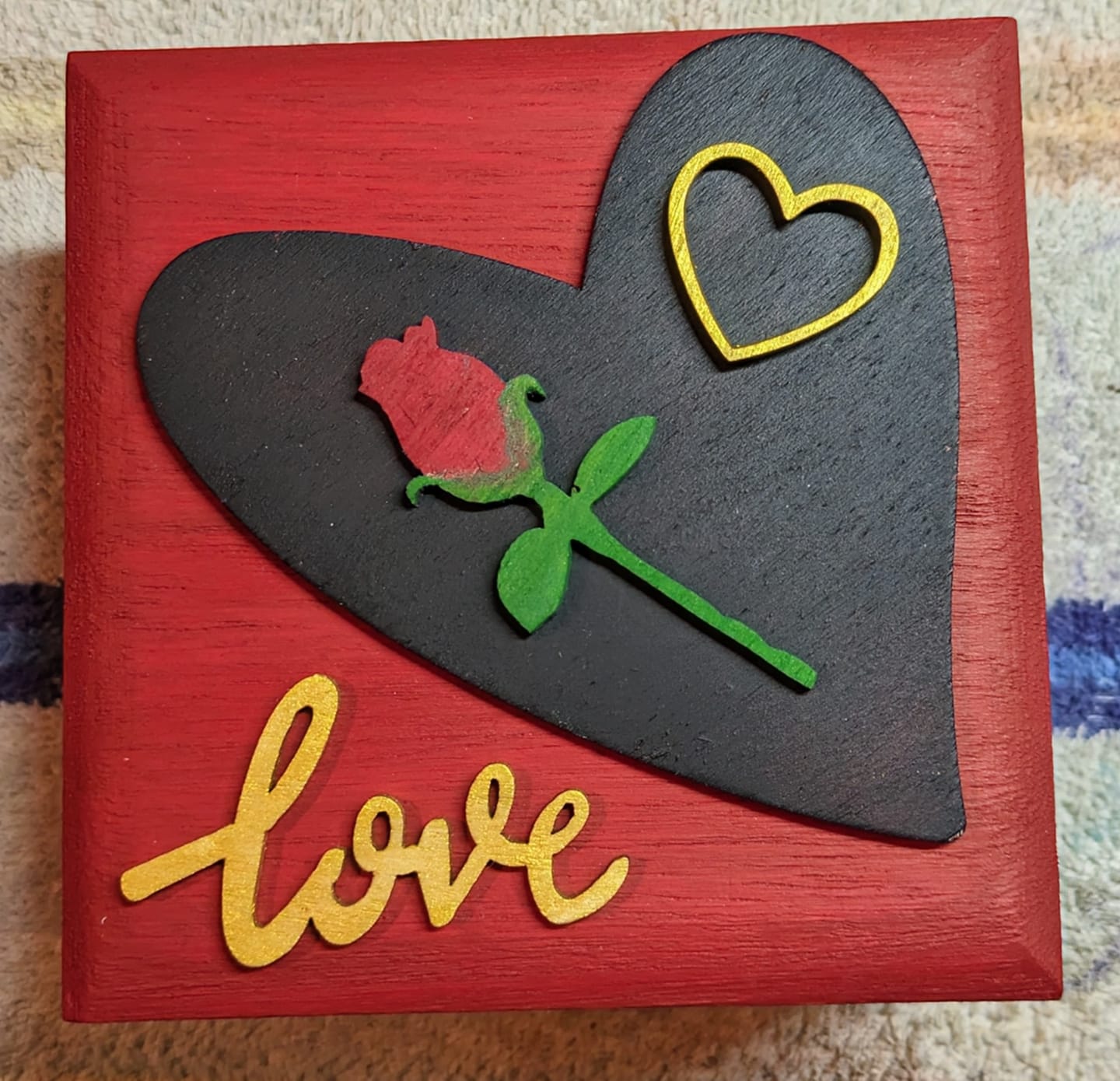 Customer photo review of Unfinished Wood Border Hollow Frame Heart Silhouette - Craft- up to 24" DIY