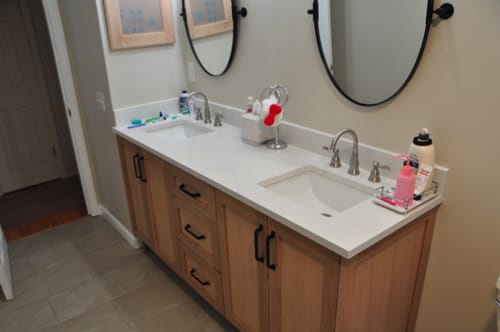 Customer photo review of Bridgeport 72" White Oak Bathroom Vanity, Double Sink