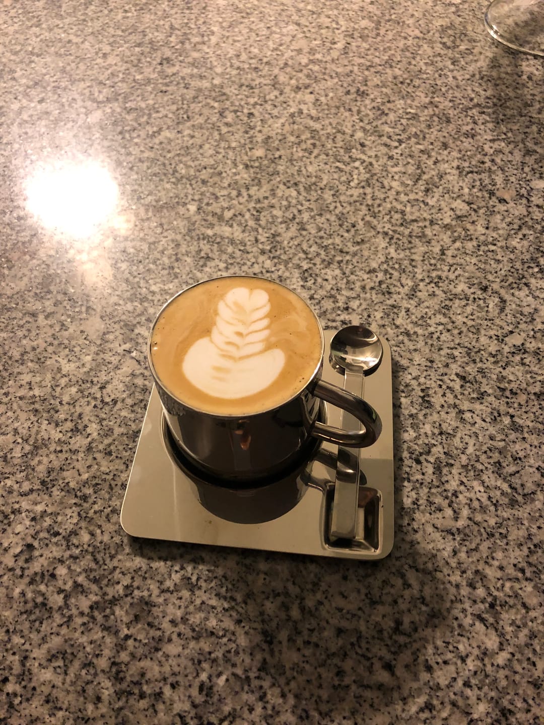 Customer photo review of Steel Coffee Cup with Square Saucer & Spoon