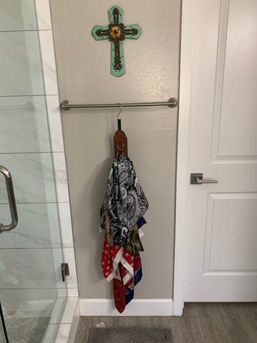 Customer photo review of Fringe Leather Scarf Hanger