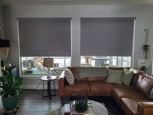 Customer photo review of SmartWings Motorized Roller Shades 100% Blackout Safari