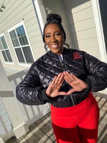 Customer photo review of Delta Quilted Bomber Jacket