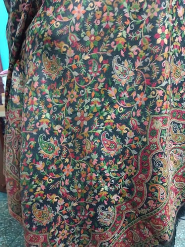 Customer photo review of Pashtush women faux pashmina shawl, ethnic weave design, multi color