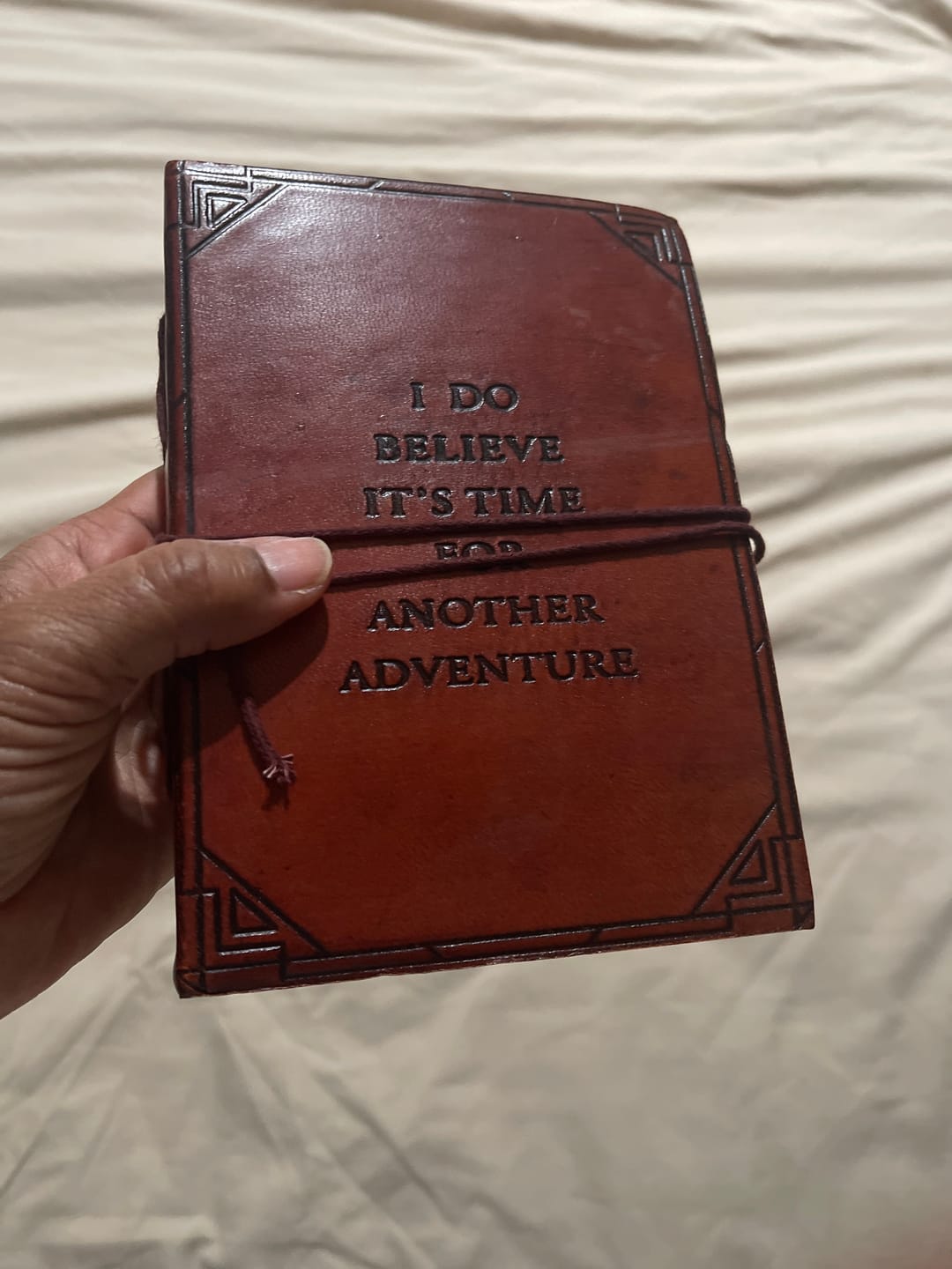 Customer photo review of Another Adventure Quote Leather Journal