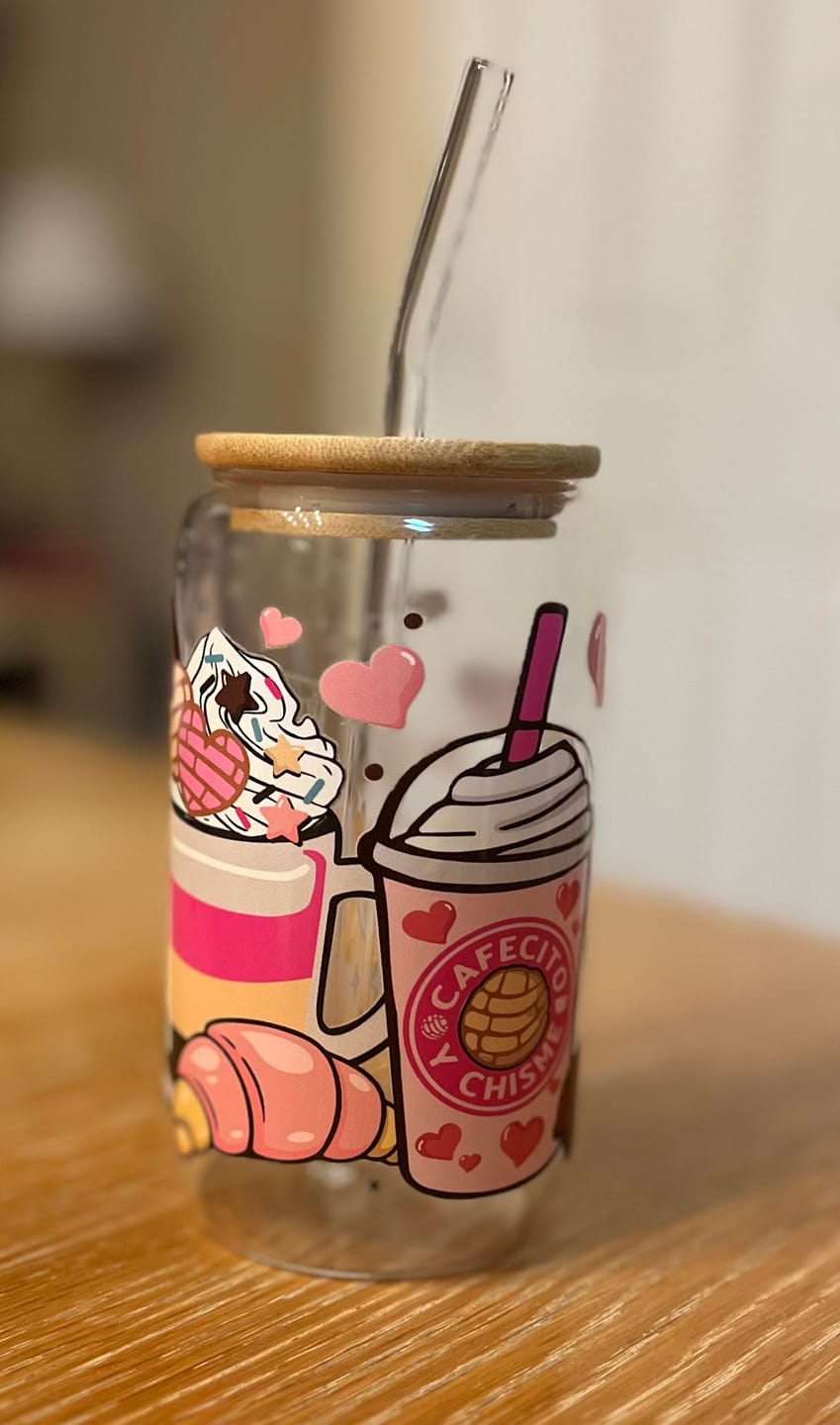Customer photo review of CAFECITO Y CHISME-16oz UVDTF CUP WRAPS