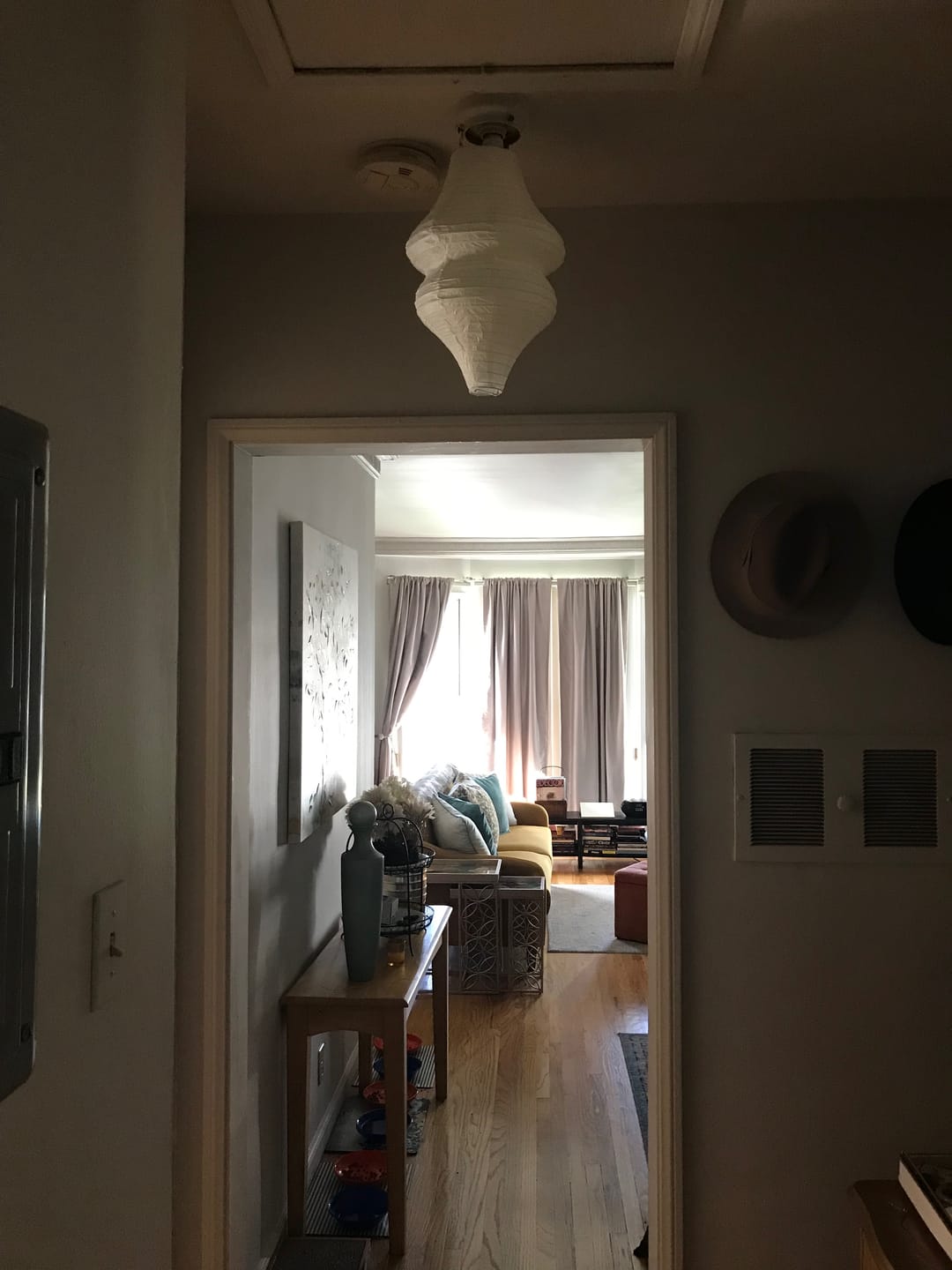 Customer photo review of Beige / Ivory Beehive Unique Shaped Paper Lantern, 10-inch x 14-inch