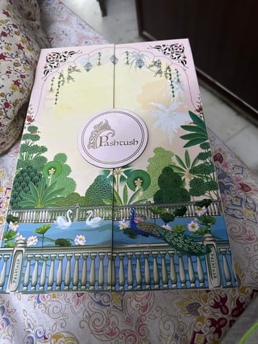 Customer photo review of Pashtush His And Her Set Of Bamboo Stole With Premium Gift Box Packaging, Blue and Pink