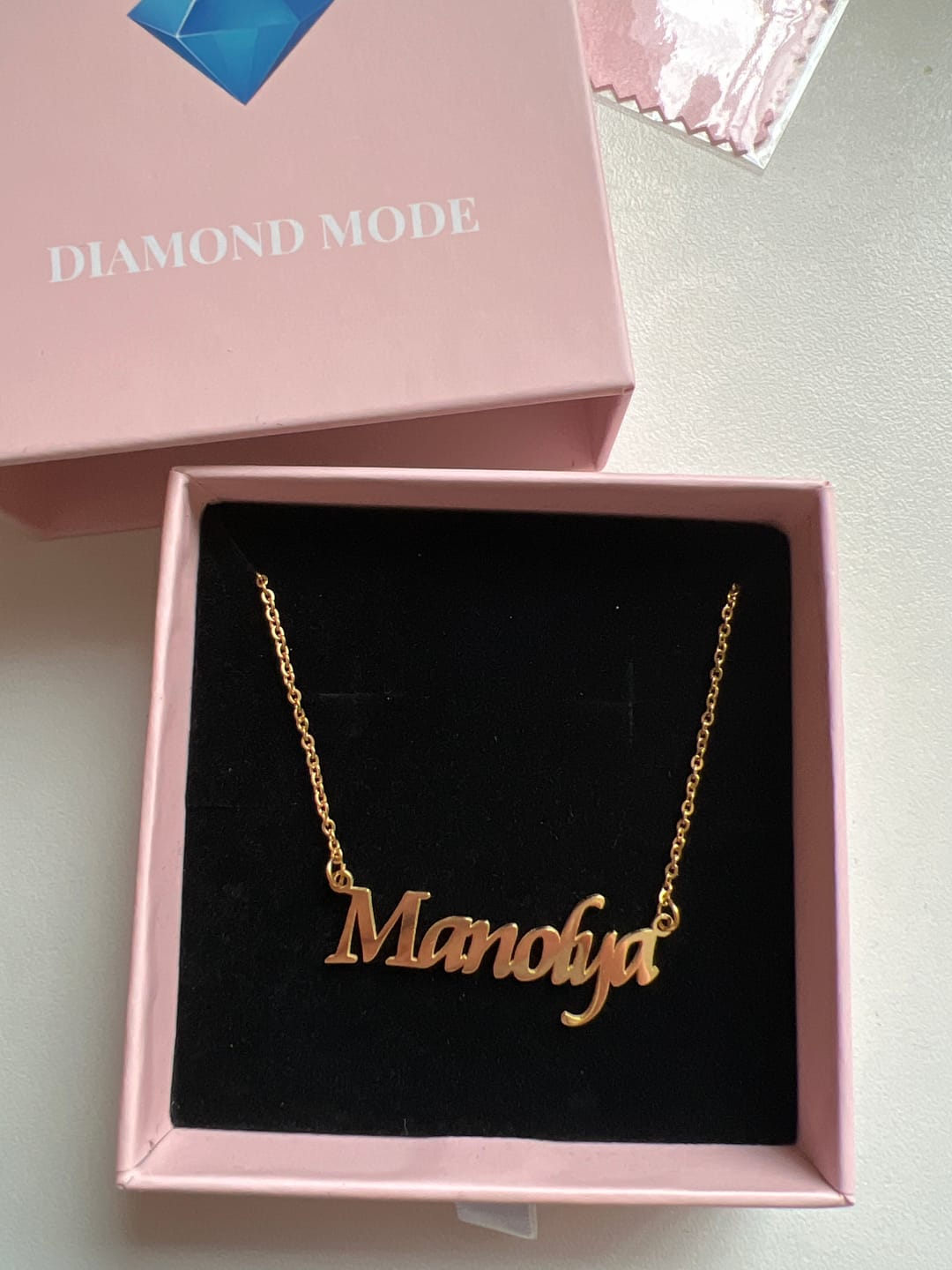 Customer photo review of Namenskette Waagerecht | 18K vergoldet
