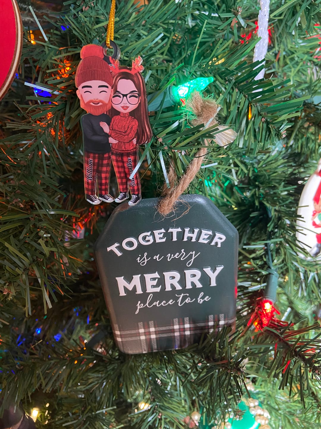 Customer photo review of Christmas Doll Couple Standing Hugging - Personalized Ornament