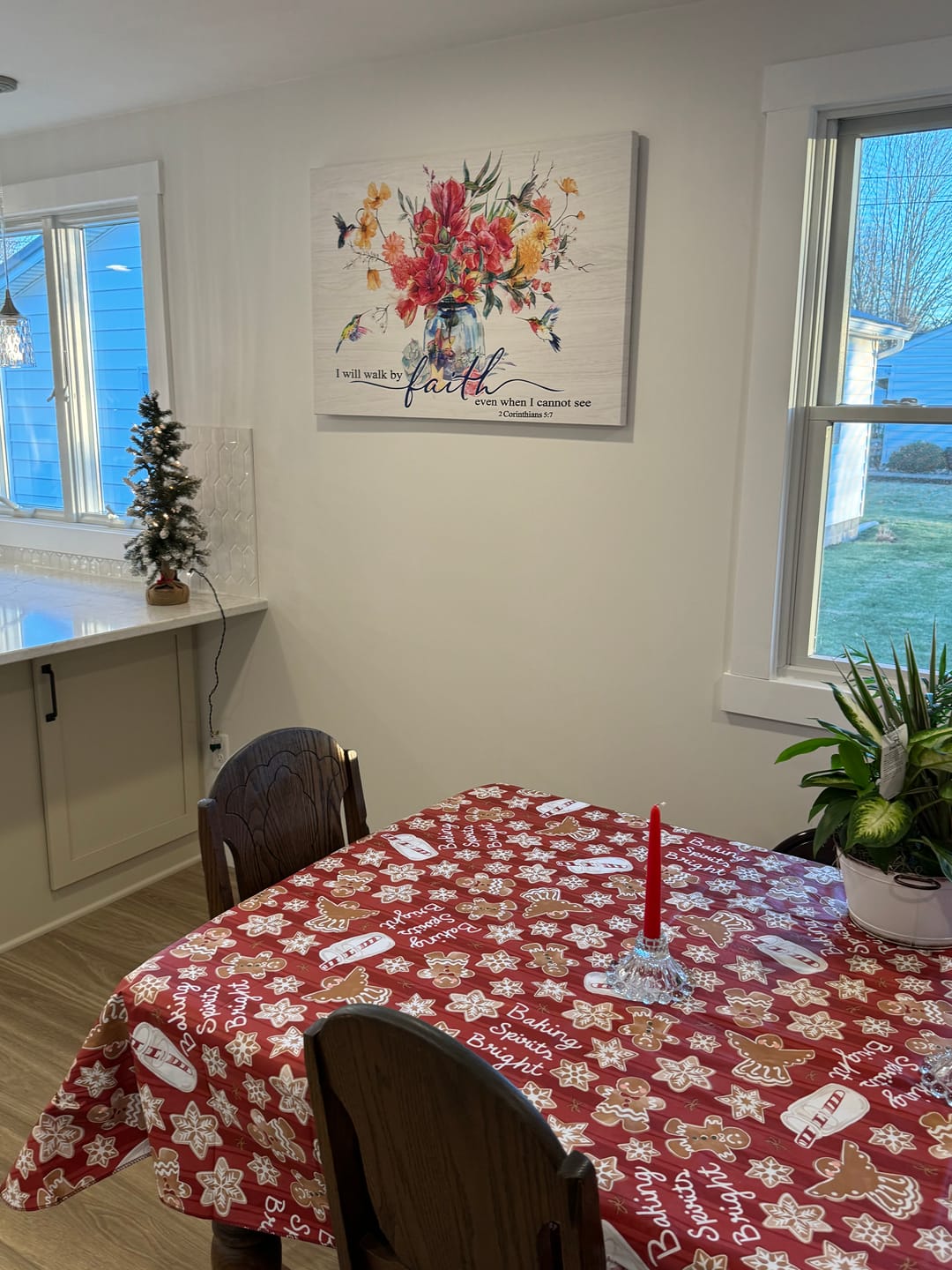 Customer photo review of Hummingbird flowers, I will walk by faith even when I cannot see wall art canvas