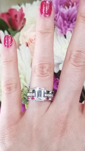 Customer photo review of Solitaire Art Deco 2.1ct Emerald Cut CZ Ring in Sterling Silver