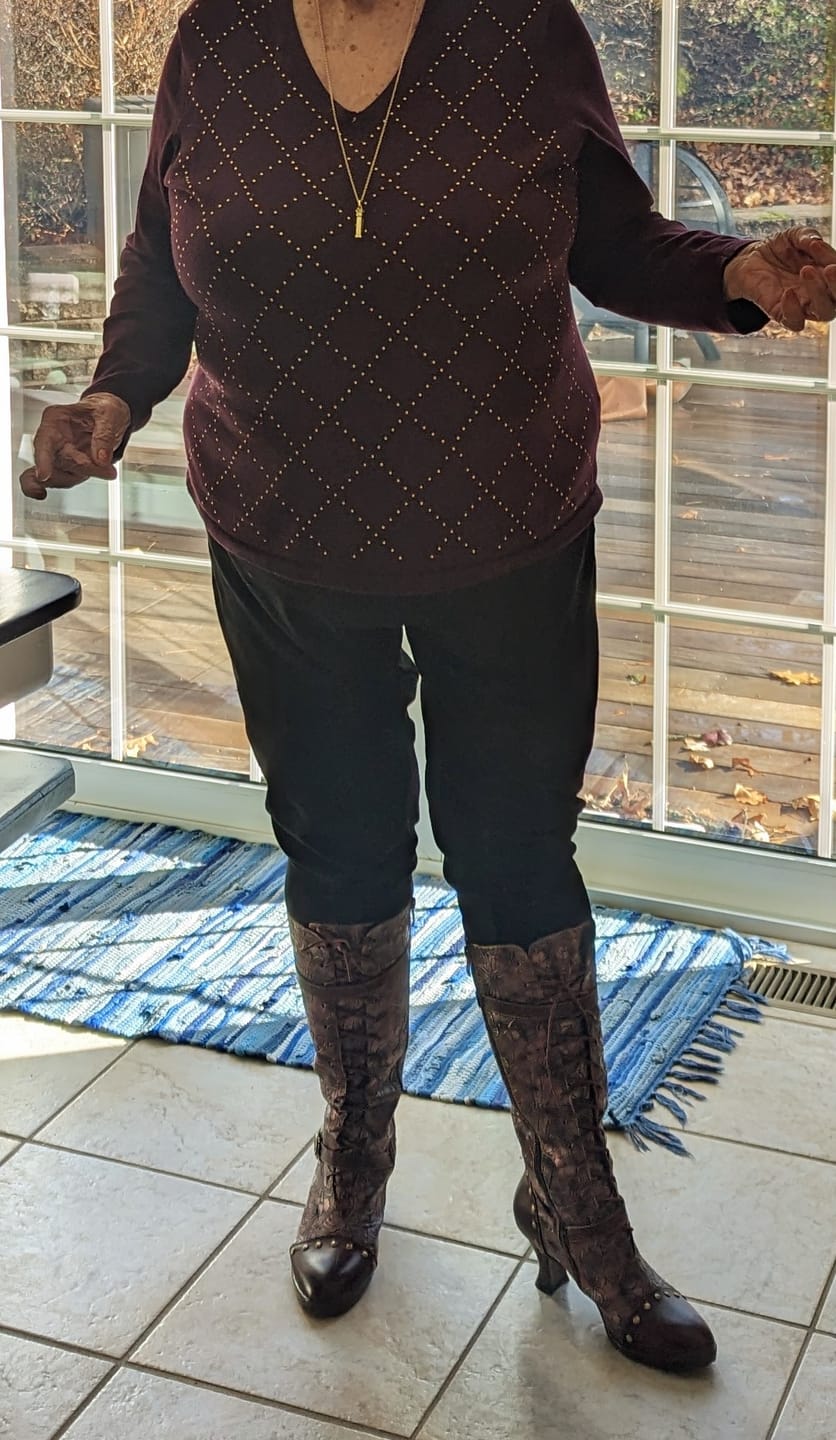 Customer photo review of Warm Embossed Real Leather Dragonfly Boots