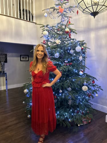 Customer photo review of RENT Self Portrait Red Short Sleeve Chiffon Midi Dress (RRP £340)