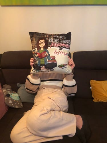 Customer photo review of La dévoreuse de livres - Coussin