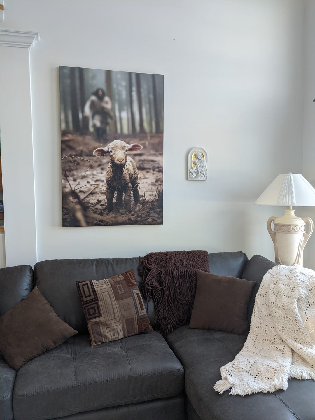 Customer photo review of Jesus Lamb of God, Jesus Running After Lamb, Wall Art Canvas