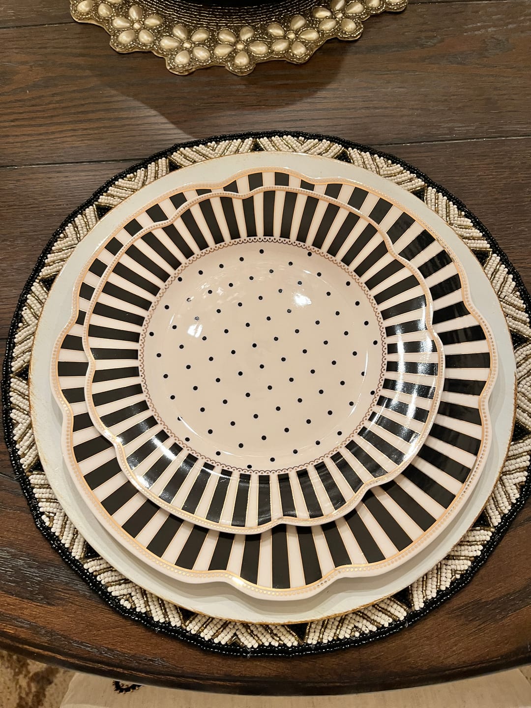 Customer photo review of Black Josephine Stripes and Dots Fine Porcelain Dessert/Dinner Plate