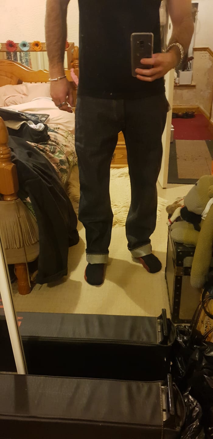 Customer photo review of 15 oz Heavyweight Selvedge Denim Jeans