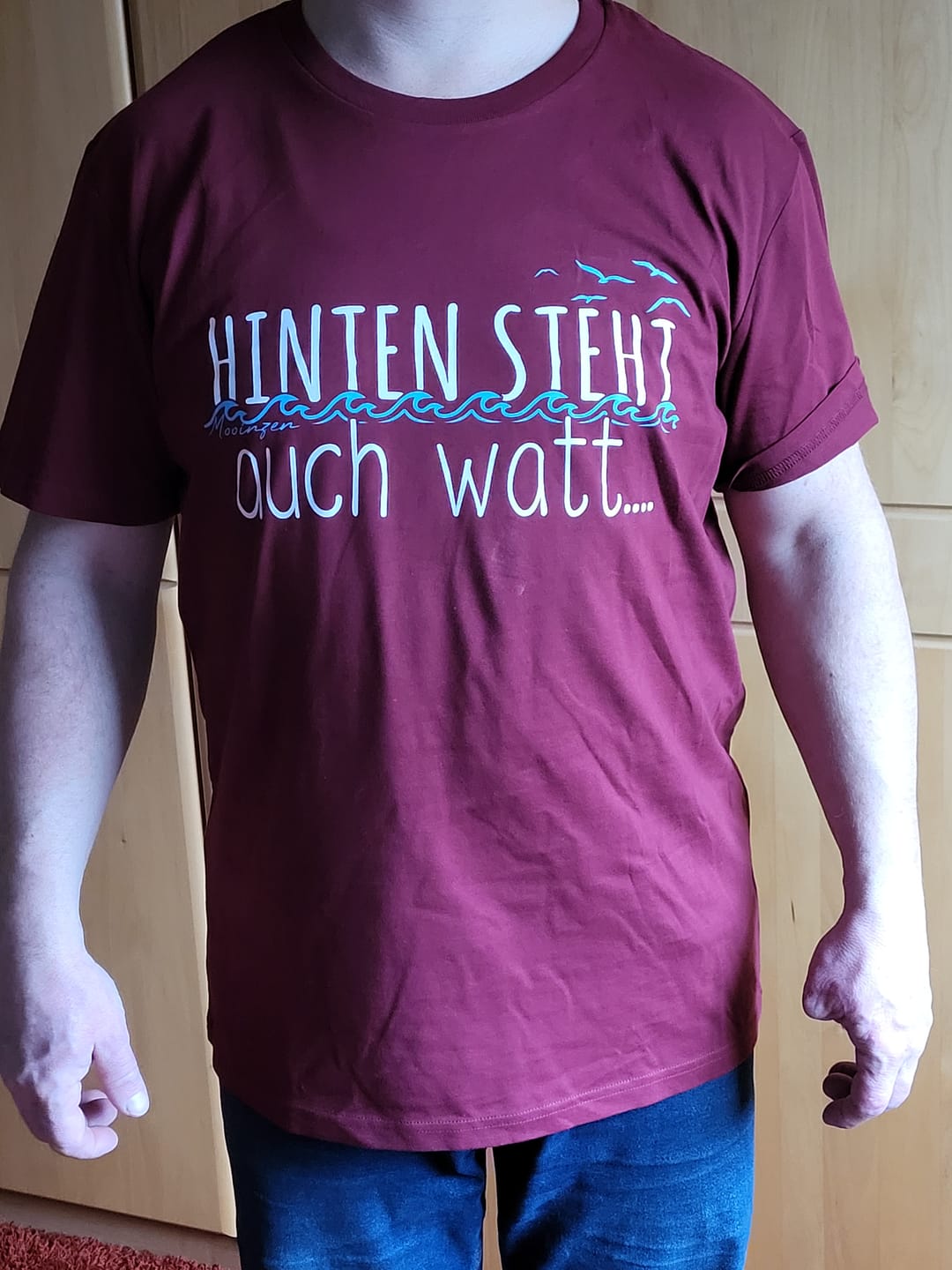 Customer photo review of Hinten steht auch watt · Herren Premium Bio T-Shirt