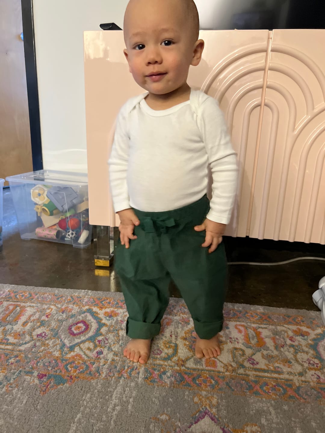 Customer photo review of Vintage Green Corduroy Comfy Trousers