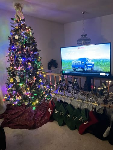 T-shirt quilt with christmas decorations, holiday traditions themes by julie from MO