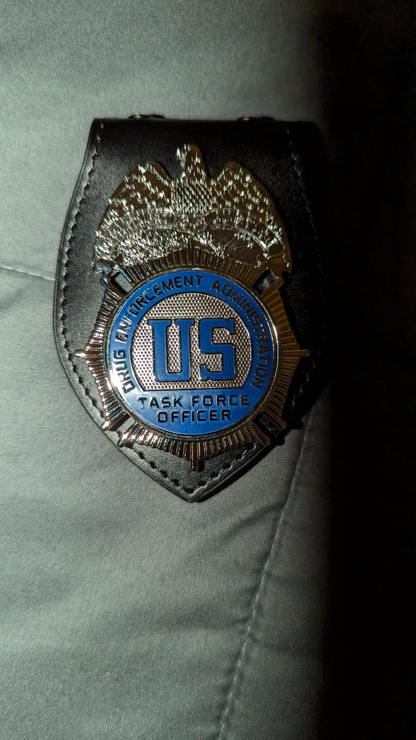 Customer photo review of US DEA TFO Task Force Officer Badge Solid Copper Replica Movie Props
