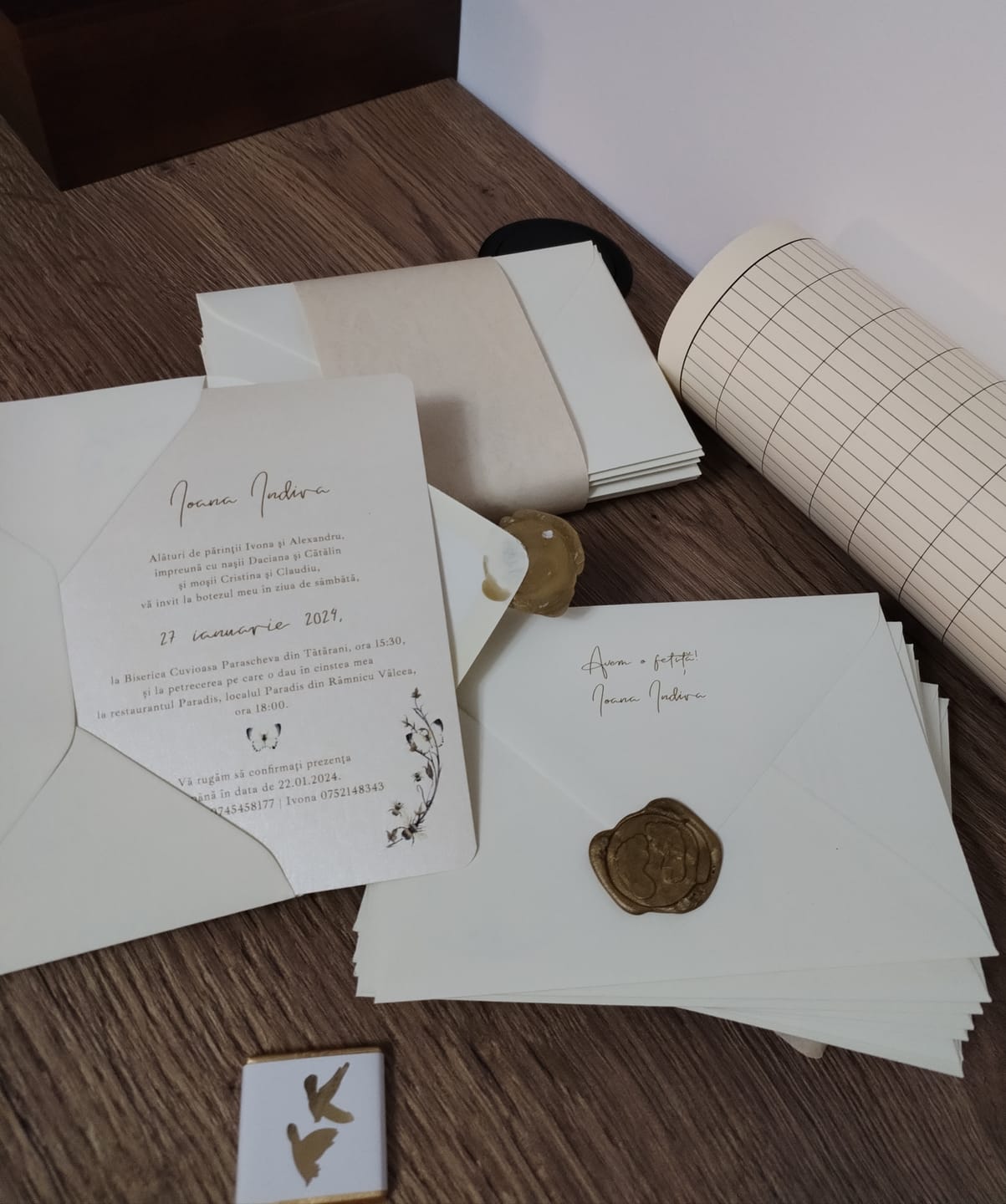 Customer photo review of Classical apes, invitație botez,fetiță/băiețel, handmade