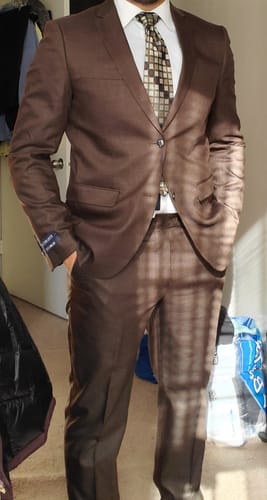 Customer photo review of Brown Sharkskin 2 Button Suit