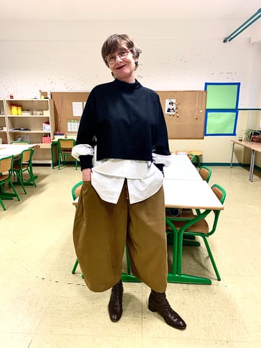Customer photo review of Vintage Brushed Curved Wide Leg Pants