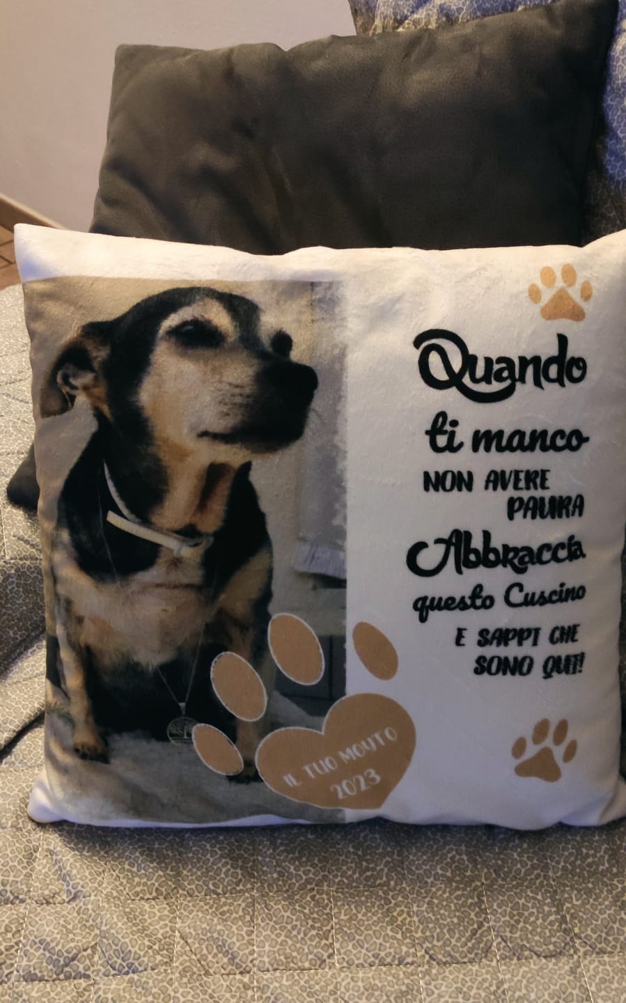 Customer photo review of Quando ti manco - Cuscino personalizzato