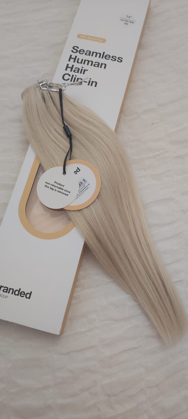 Customer photo review of 14" Seamless Five Piece Clip-in Human Hair Extension (95g)