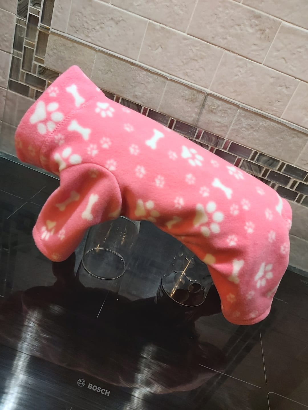 Customer photo review of Pink Checkered Anti Pill Polar Fleece Fabric
